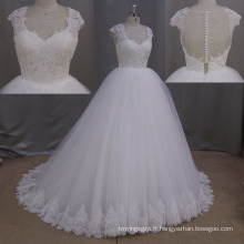 Ball Gown Cap Sleeve v-cou Appliques robe de mariée